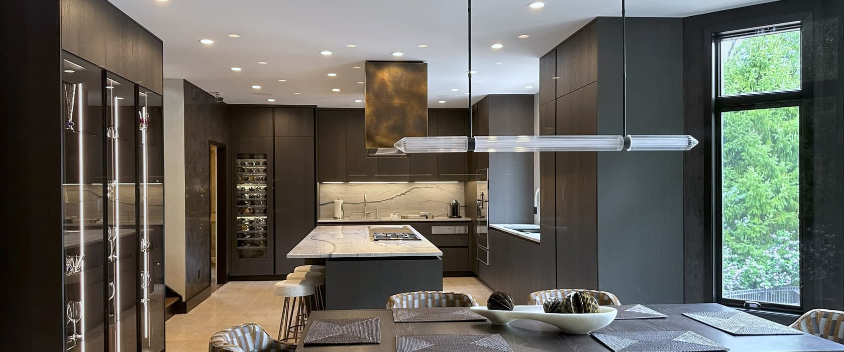 Large luxury modern kitchen in an art collector's New York home